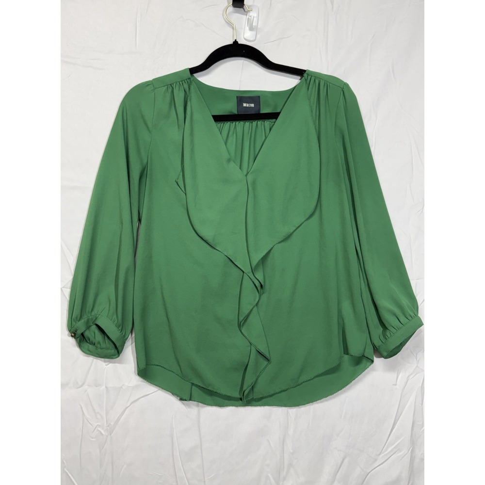 Maeve Blouse Women's‎ Size 4 Green 3/4 Sleeve V-Neck Polyester Casual Wear Top